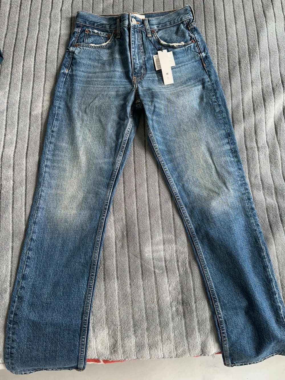 Women’s Zara  Blue Washed Straight-Leg Jeans